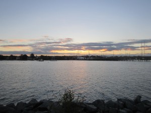 Sunrise over Newport, Rhode Island, from nearby Goat Island.