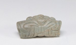 A carved stone bead found by Frederick Mitchell-Hedges on Roatan in the 1930s. See collections detail at the National Museum of the American Indian (www.nmai.si.edu).