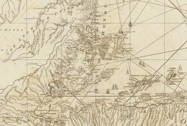 An 18th century map of the Bay of Honduras